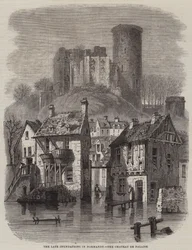 Die letzten Überschwemmungen in der Normandie, das Schloss von Falaise